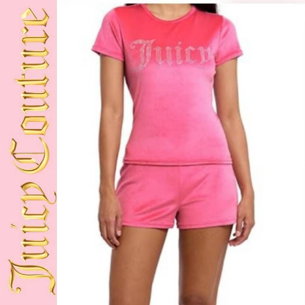 Juicy Couture Velour Rhinestone Logo 2-PC PJ Set
